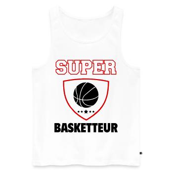 Super basketteur, fête des pères, noël - Débardeur bio Premium Homme - blanc - Devant - Michal (187cm)