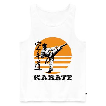 Karate silhouette in the circle of the sun - Men's Premium Organic Tank Top - white - Front - AI Model Male 178 light (178cm)