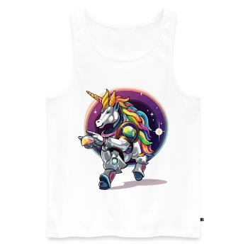 Rainbowunicorn in the Astro Armor - Men's Premium Organic Tank Top - white - Front - AI Model Male 178 light (178cm)