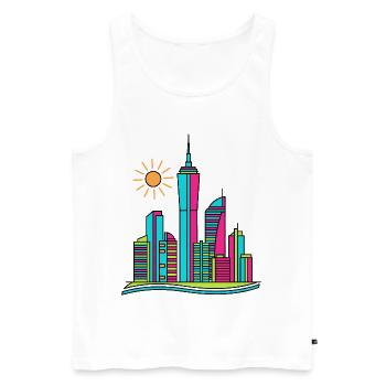 Lebendige abstrakte Stadtsilhouette Moderne farbenfrohe Kunst - Männer Premium Bio Tank Top - Weiß - Vorne - AI Model Male 178 light (178cm)