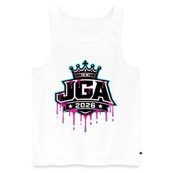 JGA 2026 - Men's Premium Organic Tank Top - white - Front - AI Model Male 178 light (178cm)