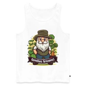Garden Gnome with Lucky Clover - Men's Premium Organic Tank Top - white - Front - AI Model Male 178 light (178cm)