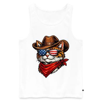 Cat Cowboy USA - Débardeur bio Premium Homme - blanc - Devant - Michal (187cm)