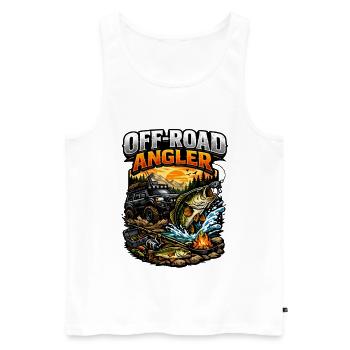 Offroad Angler Abenteuer – Angeln, Camping & Gelän - Männer Premium Bio Tank Top - Weiß - Vorne - Michal (187cm)