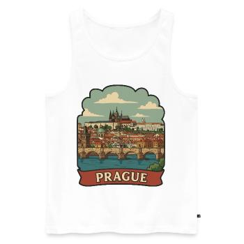 Prager Karlsbrücke Retro-Reiseaufkleber - Männer Premium Bio Tank Top - Weiß - Vorne - Michal (187cm)