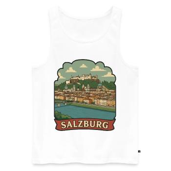 Salzburg Austria Fortress Retro Travel Badge - Men's Premium Organic Tank Top - white - Front - Michal (187cm)