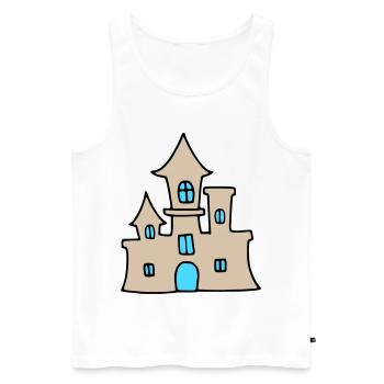 Sandburg - Strand sommer  - Männer Premium Bio Tank Top - Weiß - Vorne - Michal (187cm)