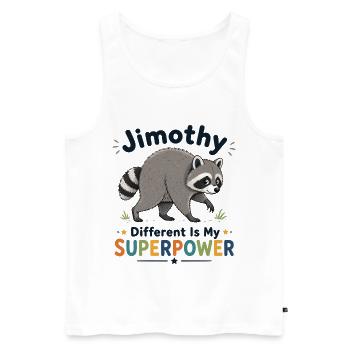 Jimothy Anders ist meine Superkraft - Männer Premium Bio Tank Top - Weiß - Vorne - Michal (187cm)