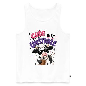 Süsse aber labile Kuh mit Eiskaffee - Männer Premium Bio Tank Top - Weiß - Vorne - Michal (187cm)