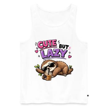 Süß aber faul Faultier mit Eiskaffee - Männer Premium Bio Tank Top - Weiß - Vorne - Michal (187cm)