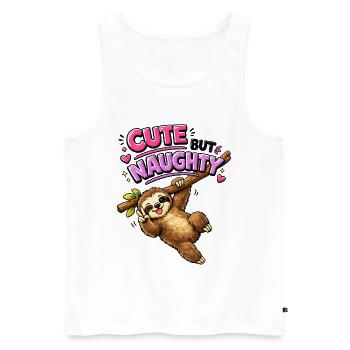 Süß aber frech Faultier - Männer Premium Bio Tank Top - Weiß - Vorne - Michal (187cm)