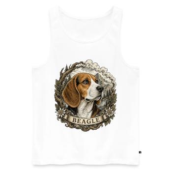 Beagle im Vintage Stil mit Berglandschaft - Männer Premium Bio Tank Top - Weiß - Vorne - Michal (187cm)