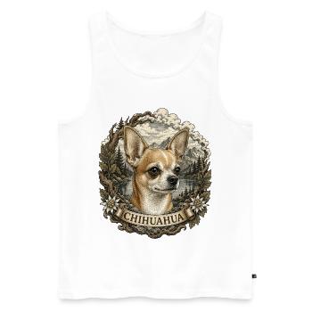 Chihuahua im Vintage Stil mit Berglandschaft - Männer Premium Bio Tank Top - Weiß - Vorne - Michal (187cm)