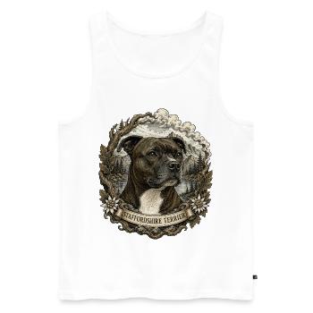 Staffordshire Terrier im Vintage Stil - Männer Premium Bio Tank Top - Weiß - Vorne - Michal (187cm)