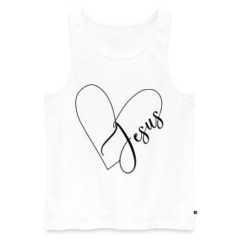 Jesus Herz Herzlinie - Männer Premium Bio Tank Top - Weiß - Vorne - Michal (187cm)