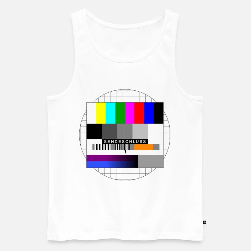 Sendeschluss Sendepause Testbild - Männer Premium Bio Tank Top - Weiß
