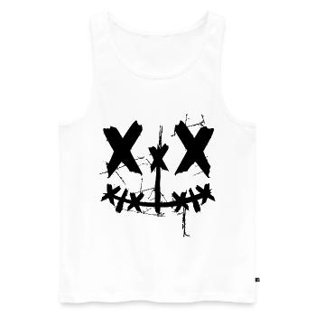 Smiling Face X Eyes cool face Halloween Fun - Men's Premium Organic Tank Top - white - Front - AI Model Male 178 light (178cm)