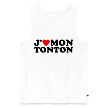 J' aime mon tonton cadeau oncle coeur rouge - Débardeur bio Premium Homme - blanc - Devant - Michal (187cm)