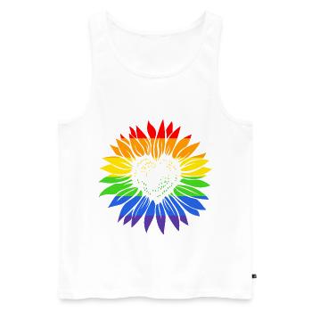 Gay Sunflower - LGBTQ Schwul Sonnenblume - Männer Premium Bio Tank Top - Weiß - Vorne - AI Model Male 178 light (178cm)