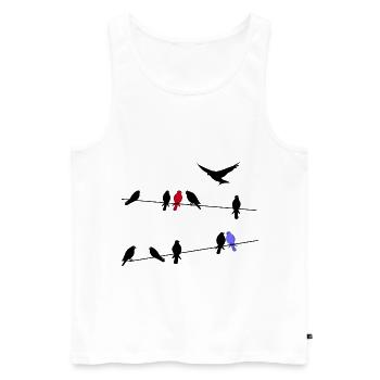 Bird black migratory birds on a power line - Men's Premium Organic Tank Top - white - Front - AI Model Male 178 light (178cm)