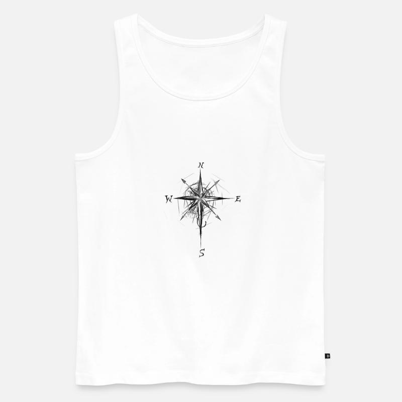Kompass - Männer Premium Bio Tank Top - Weiß