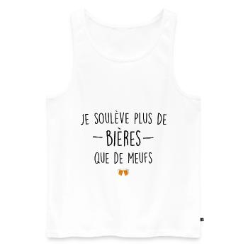 je soulève plus de bières que de meufs - Débardeur bio Premium Homme - blanc - Devant - Michal (187cm)
