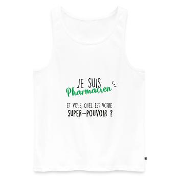 je suis pharmacien - Débardeur bio Premium Homme - blanc - Devant - Michal (187cm)