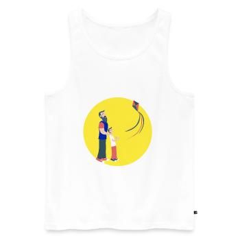Vater und Sohn - Männer Premium Bio Tank Top - Weiß - Vorne - Michal (187cm)