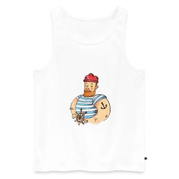 Sailor - Men's Premium Organic Tank Top - white - Front - AI Model Male 178 light (178cm)