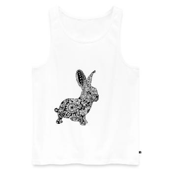 Lapin, Lapin, Lièvre, Mandala de Lapin - Débardeur bio Premium Homme - blanc - Devant - AI Model Male 178 light (178cm)