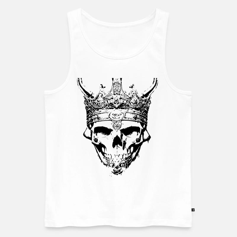 Totenkopf König mit Krone - Männer Premium Bio Tank Top - Weiß