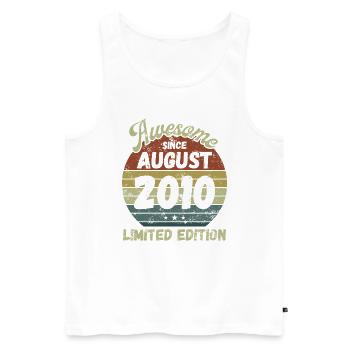 Awesome since August 2010 - Geburtstag - Männer Premium Bio Tank Top - Weiß - Vorne - Michal (187cm)