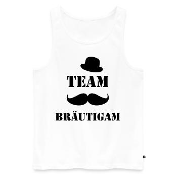 Team Bräutigam - JGA Junggesellenabschied Mustache - Männer Premium Bio Tank Top - Weiß - Vorne - Michal (187cm)