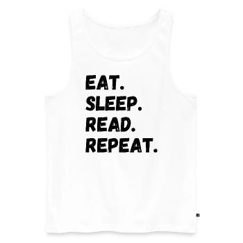 Eat Sleep Read Repeat - Männer Premium Bio Tank Top - Weiß - Vorne - Michal (187cm)