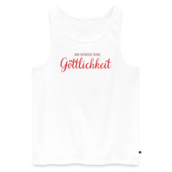 ... and discover your divinity - Men's Premium Organic Tank Top - white - Front - AI Model Male 178 light (178cm)