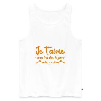 je t aime ou un truc dans le genre - Débardeur bio Premium Homme - blanc - Devant - Michal (187cm)
