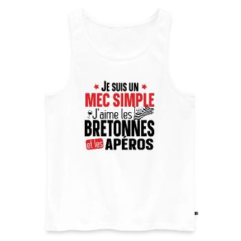 Bretonne Apéro Bretagne Cadeau Alcool T-shirt Mug - Débardeur bio Premium Homme - blanc - Devant - Michal (187cm)