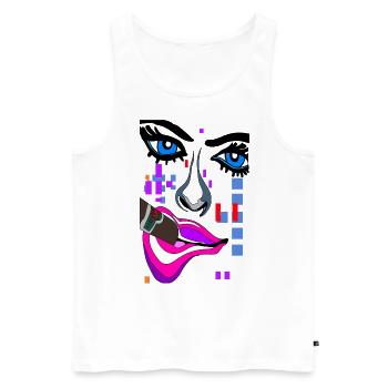 Eyes stand out with mouth nose face - Men's Premium Organic Tank Top - white - Front - AI Model Male 178 light (178cm)