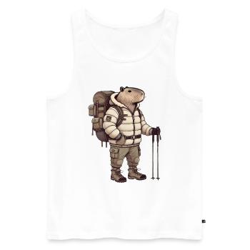 Capybara Abenteurer in den Bergen - Männer Premium Bio Tank Top - Weiß - Vorne - Michal (187cm)