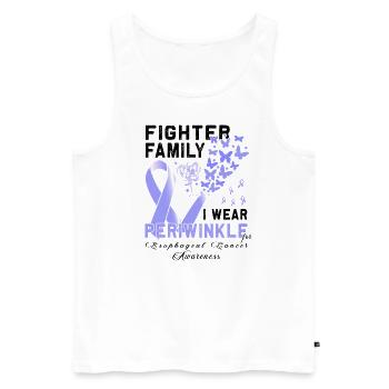 Cancer de l’œsophage du ruban de pervenche en avril - Débardeur bio Premium Homme - blanc - Devant - Michal (187cm)