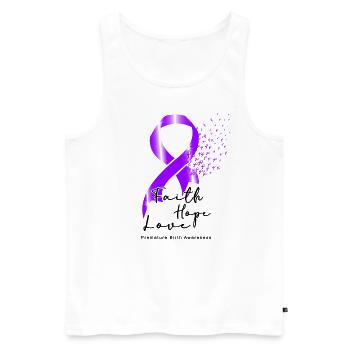 Premature Birth Conscious Purple Bow - Men's Premium Organic Tank Top - white - Front - AI Model Male 178 light (178cm)