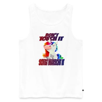 Don't Touch it sonst Klatscht it - Regenbogen - Männer Premium Bio Tank Top - Weiß - Vorne - AI Model Male 178 light (178cm)