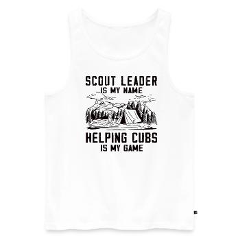 Camping Scoutmaster - Drôle de chef scout - Débardeur bio Premium Homme - blanc - Devant - AI Model Male 178 light (178cm)