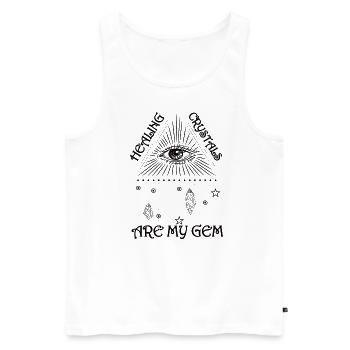 Funny Gemstone Chakra Healer Spiritual - Men's Premium Organic Tank Top - white - Front - Michal (187cm)