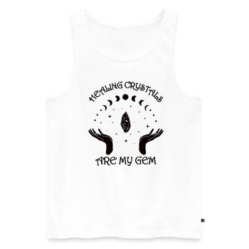 Funny Gemstone Chakra Healer Spiritual - Men's Premium Organic Tank Top - white - Front - Michal (187cm)