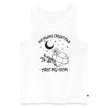 Funny Gemstone Chakra Healer Spiritual - Men's Premium Organic Tank Top - white - Front - Michal (187cm)