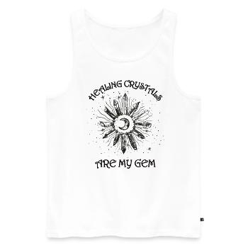 Funny Gemstone Chakra Healer Spiritual - Men's Premium Organic Tank Top - white - Front - Michal (187cm)