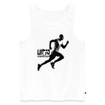 Conception de la course pour les coureurs au marathon - Débardeur bio Premium Homme - blanc - Devant - Michal (187cm)