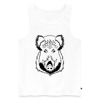 Wildschwein Kopf schwarz weiss - Männer Premium Bio Tank Top - Weiß - Vorne - Michal (187cm)