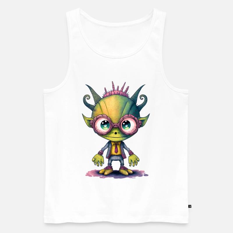 NERDY forever - Nerdy Alien - Männer Premium Bio Tank Top - Weiß
